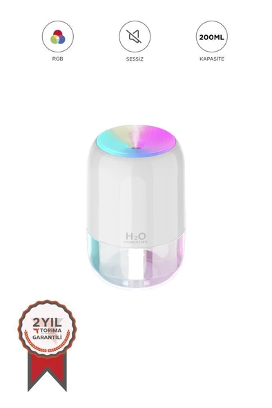 Torima H6 Beyaz 200ml Ultrasonik Renkli Hava Nemlendirici Buhar Makinesi Ve Aroma Difüzörü