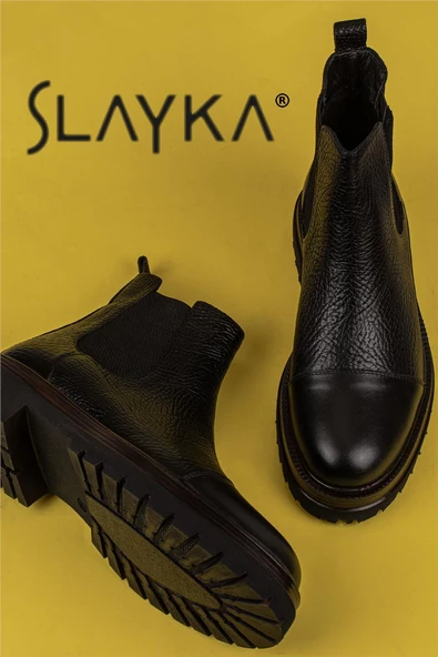 Slayka Siyah Dazzle Hakiki Deri Chelsea Erkek Bot - 6
