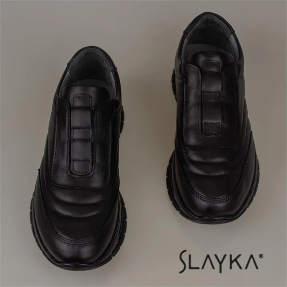 Slayka Siyah Gabo Hakiki Deri Casual Mevsimlik Erkek Ayakkabı - Resim 4