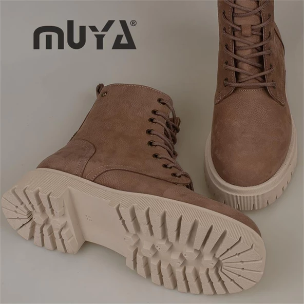 Muya Vizon Kadın Hakiki Nubuk Deri Casual Postal Bot - 4