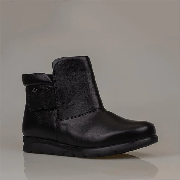 Muya Siyah Hakiki Deri 6 Noktalı Ortopedik Cırtlı Anne Botu - Resim 2