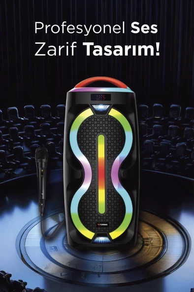 Torima D36 RGB Işıklı Mikrofonlu Kumandalı TWS Bluetooth Hoparlör Speaker - 5