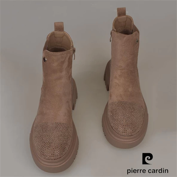 Pierre Cardin Vizon Taş Detaylı Süet Kadın Chelsea Bot - 6