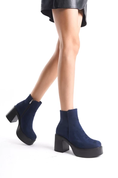 Hancez Lacivert Süet Kalın Platform Topuklu Kadın Bot ürün görseli