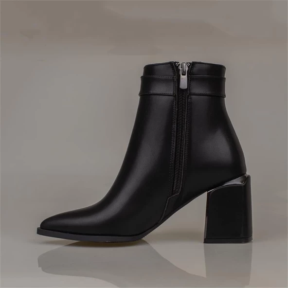 Trend Adımlar Siyah Licity Kadın Topuklu Klasik Sade Bot - Resim 6