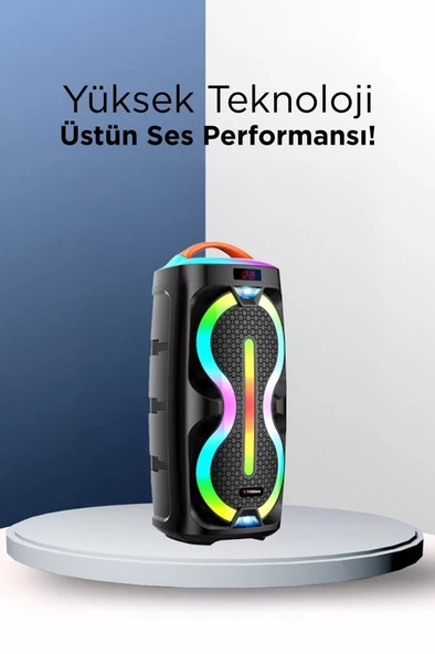 Torima D36 RGB Işıklı Mikrofonlu Kumandalı TWS Bluetooth Hoparlör Speaker - 3