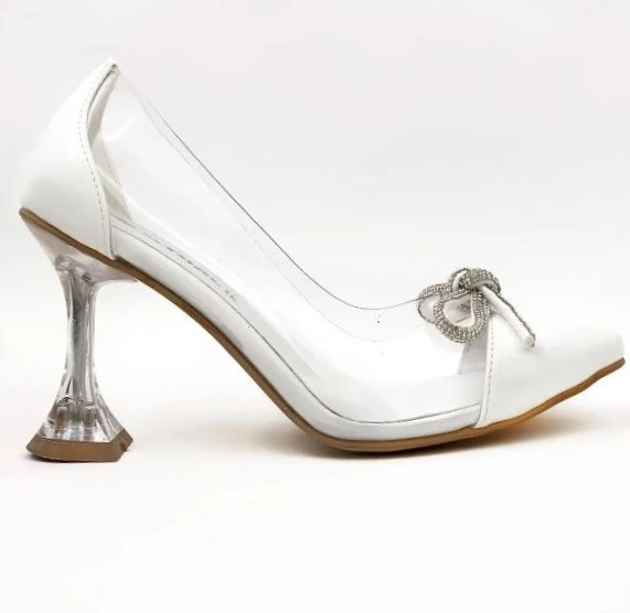 Seribo Sindirella 10 cm Topuklu Şeffaf Stiletto Kadın Ayakkabı - Resim 3
