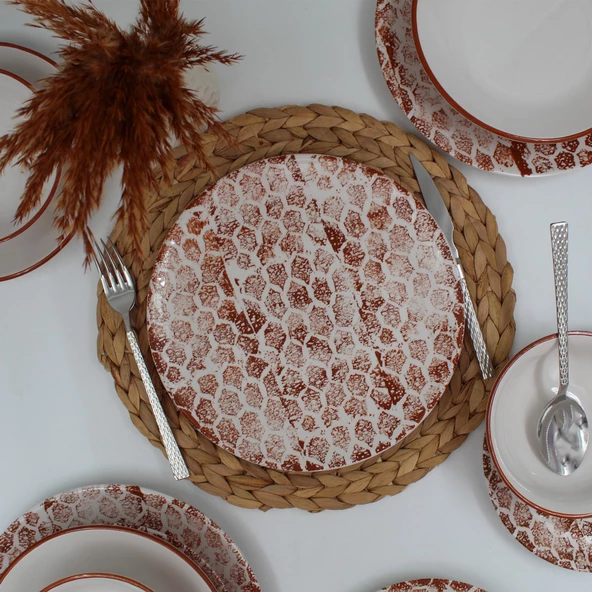 Snake 16 Parça Yemek Takımı Karamel