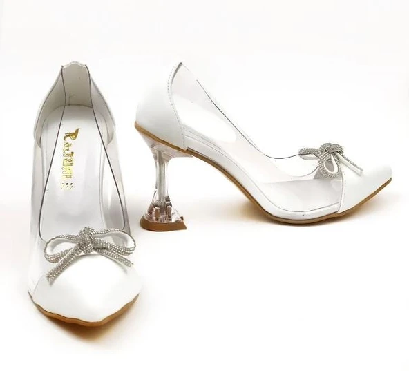 Seribo Sindirella 10 cm Topuklu Şeffaf Stiletto Kadın Ayakkabı - Resim 6