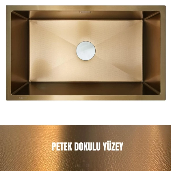 GL General 70X40 Gold Petek Dokulu Çelik Mutfak Eviyesi 304 Paslanmaz Çelik 1mm