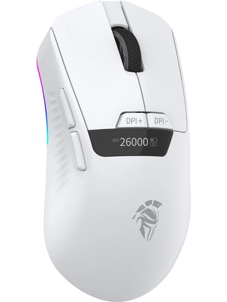 Throne Raito RefleX 26000 Dpi Pixart PAW 3395 OLED Ekran & Makro Yazılım PTFE Kaplama 59gr RGB Kablosuz Gaming Mouse (2.4Ghz + BT + Type-C) - 3