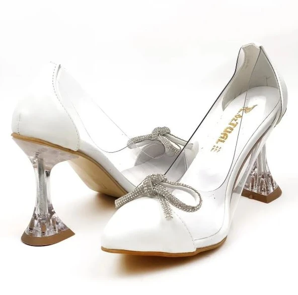 Seribo Sindirella 10 cm Topuklu Şeffaf Stiletto Kadın Ayakkabı - Resim 5
