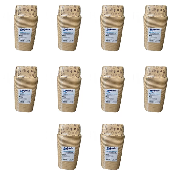 Dolphin Muffin Kare Kağıt Kraft Desenli Sarı Kek Kalıbı Kapsülü Kabı - 50 Adetlik 10 Paket