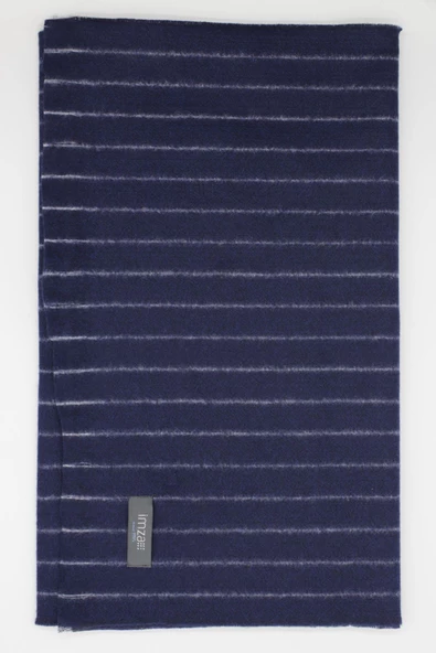 Koyu Lacivert Desenli Kaşkol 1067245105_200 - Resim 3