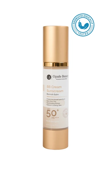 Opale Beauty BB Cream Sunscreen SPF 50+ ve PA++++ Ton Eşitleyici - Leke Balsamı -Aydınlatıcı Astar - Doğal Cilt