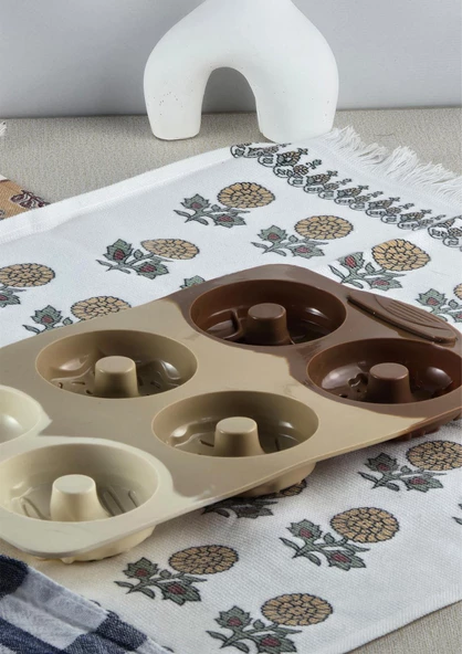 Silikon Kek Kalıbı - Donut Desenli 6lı Kurabiye Kalıbı - Isıya Dayanıklı - 4