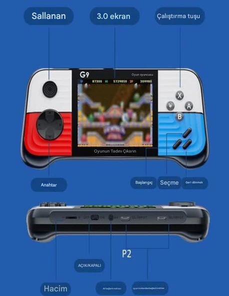 G9 3.0 İnç Yüksek Çözünürlüklü Ekran Oyun Konsolu Rocker Retro Hit Renk PSP Oyun Konsolu - 4