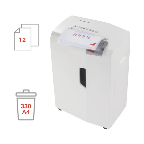 HSM SHREDSTAR X12 PRO Evrak İmha Makinesi / Kağıt Kırpma Makinesi - CD İmha Makinesi -Parçacık kesim 2x15mm - 26lt - 4