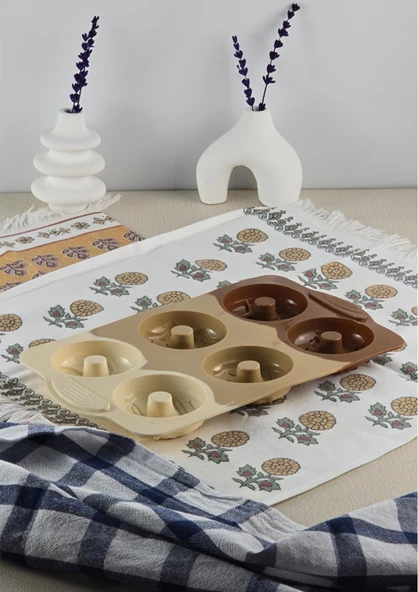 Silikon Kek Kalıbı - Donut Desenli 6lı Kurabiye Kalıbı - Isıya Dayanıklı - 2