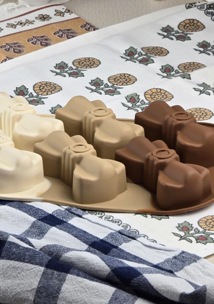 Silikon Kek Kalıbı - Kurdele Desenli 6lı Kurabiye Kalıbı - Isıya Dayanıklı - 4