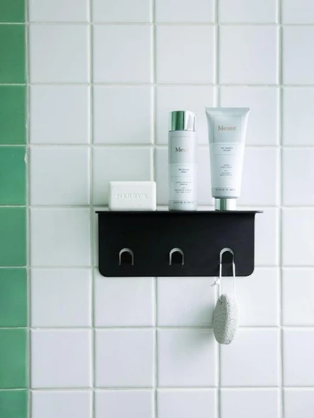 Modern Paslanmaz Metal Duş Rafı, Duş Düzenleyici, Banyo Rafı, Bayno Şampuanlık Siyah - 4