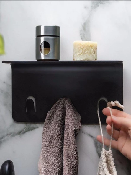 Modern Paslanmaz Metal Duş Rafı, Duş Düzenleyici, Banyo Rafı, Bayno Şampuanlık Siyah - 5