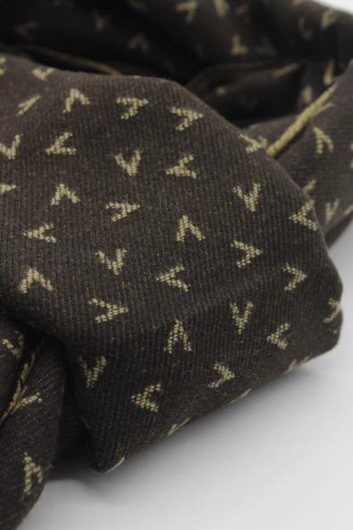 Koyu Kahverengi Desenli Kaşkol 1067245101 - Resim 2