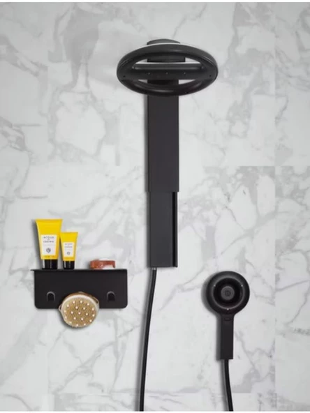 Modern Paslanmaz Metal Duş Rafı, Duş Düzenleyici, Banyo Rafı, Bayno Şampuanlık Siyah - 6