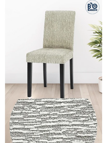 MANDAŞ Jakarli Sandalye Örtüsü Damarlı Desen ( 6 adet )KREM