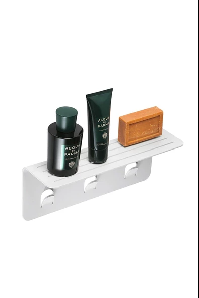 Modern Paslanmaz Metal Duş Rafı, Duş Düzenleyici, Banyo Rafı, Bayno Şampuanlık Beyaz - 3