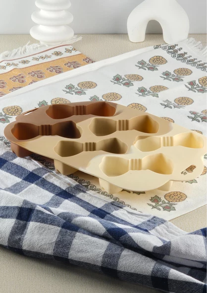 Silikon Kek Kalıbı - Kurdele Desenli 6lı Kurabiye Kalıbı - Isıya Dayanıklı - 2