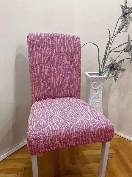 MANDAŞ Jakarli Sandalye Örtüsü Damarlı  Desen ( 6 adet )pembe