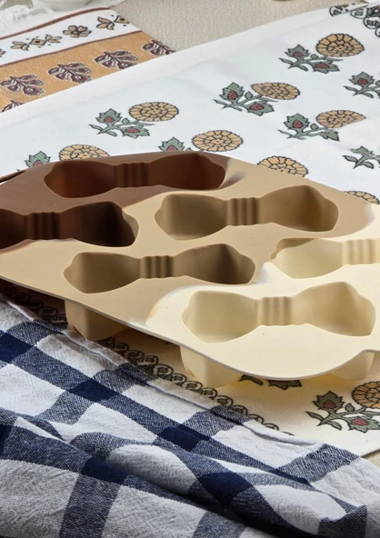 Silikon Kek Kalıbı - Kurdele Desenli 6lı Kurabiye Kalıbı - Isıya Dayanıklı - 3