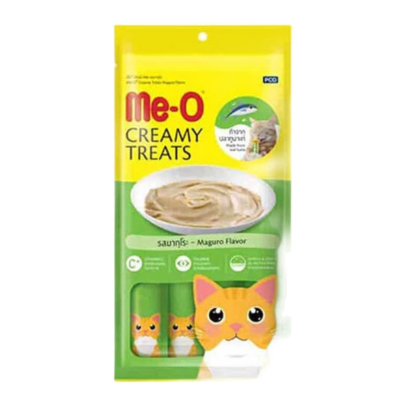 Me-O  Me-O Creamy Treats Mavi Yüzgeçli Orkinos Balıklı Ek Besin ve Kedi Ödülü 4x15gr