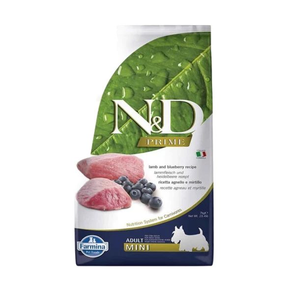 N&D  Kuzulu Yaban Mersinli Tahılsız Mini Yetişkin Köpek Maması 2.5 kg