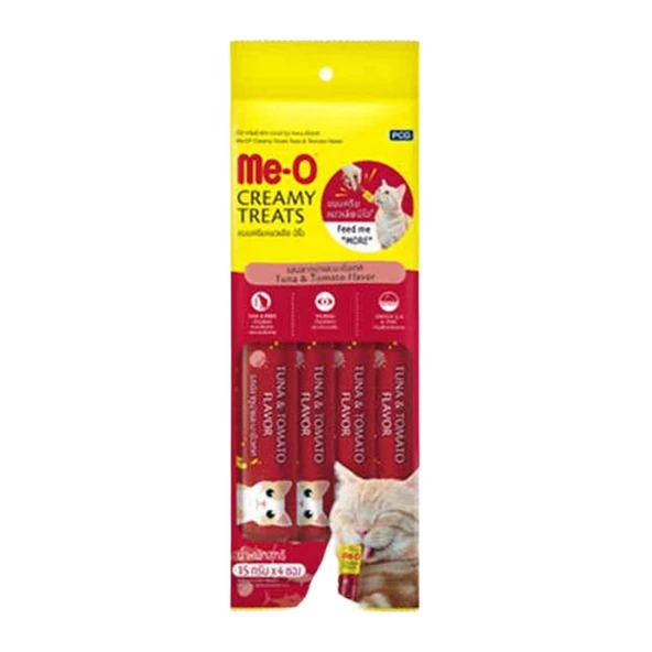 Me-O  Creamy Treats Ton Balıklı Ve Domatesli Kedi Ödül Maması 4x15 Gr