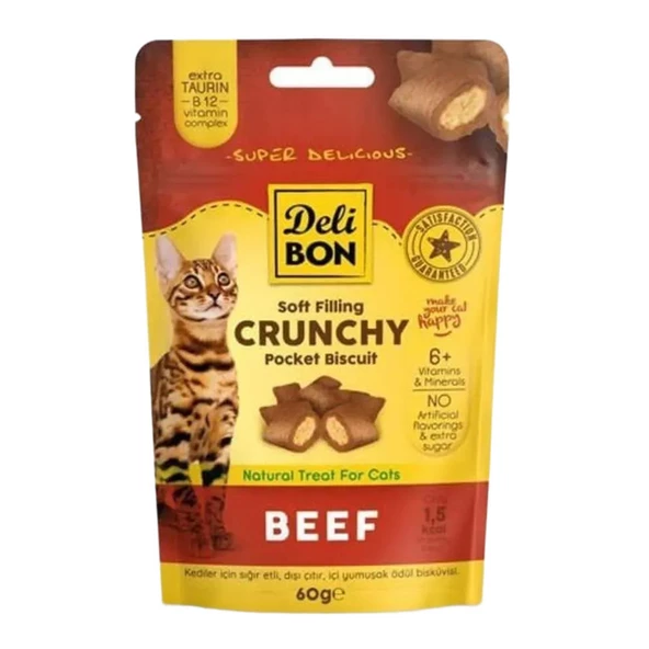 Delibon  Crunchy Sığır Etli Kedi Ödül Maması 60 G