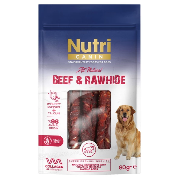 Nutri Canin  Beef & Rawhide Sığır Etli Burgu Kemik 80 Gr