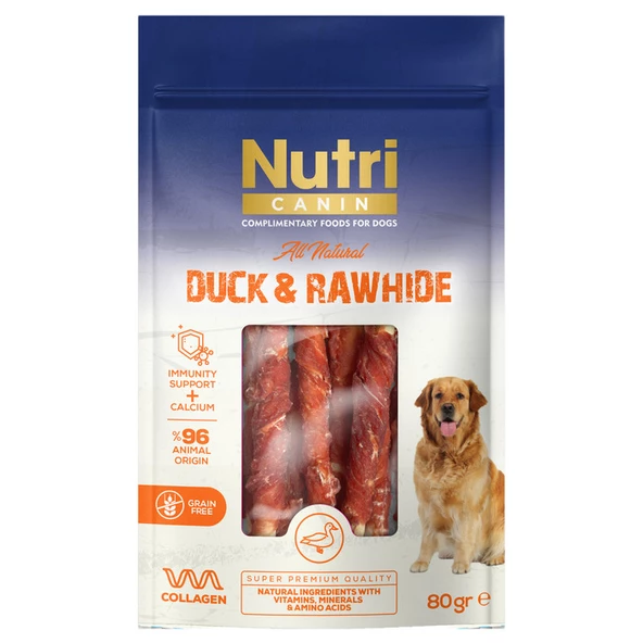 Nutri Canin  Duck & Rawhide Ördek Etli Burgu Kemik 80 Gr