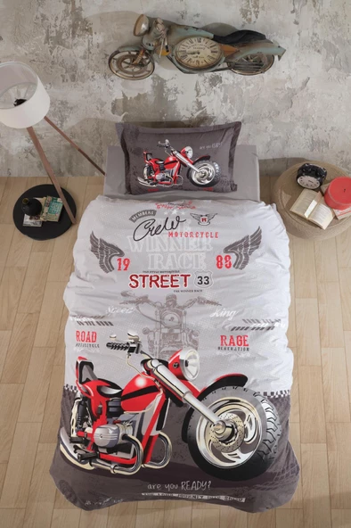 Clasy Ranforce Nevresim Takımı Tek Kişilik Street King V1 Gri