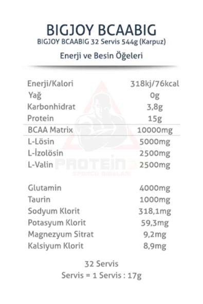 Sports Bcaabig 589 Gr 32 Servis Karpuz Aromalı Bcaa Powder - 2
