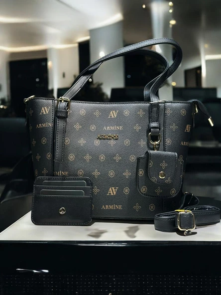 Armine Kartlık ve Bileklik Hediyeli El Ve Kol Çantası Suni Deri Bayan Omuz Çantası VS.BLKT.0059 - Resim 6