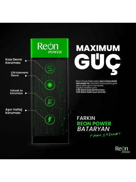 Reon Apple iPhone 11 Batarya Çift Devre Korumalı Yüksek Amper 3580 mAh - 3