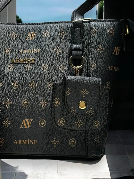 Armine Kartlık ve Bileklik Hediyeli El Ve Kol Çantası Suni Deri Bayan Omuz Çantası VS.BLKT.0059 - Resim 5