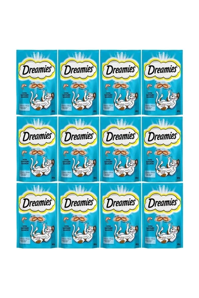 Dreamies Somonlu Kedi Ödül Bisküvisi 12 x 60 G
