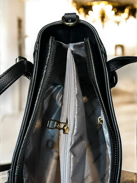 Armine Kartlık ve Bileklik Hediyeli El Ve Kol Çantası Suni Deri Bayan Omuz Çantası VS.BLKT.0059 - Resim 7