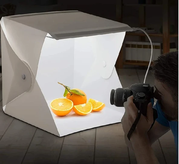 Monozone Mini Fotoğraf Stüdyosu Çadır Kiti Led Işıklı 40x40 Cm Taşıma Çantalı Ürün Fotoğraf Çekim Çadırı Pratik Katlanabilir Aydınlatma Çadırı - 3