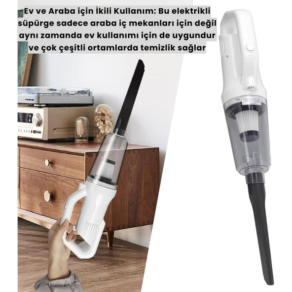 Coofbe 120W 2*2000mAh Şarjlı 12000Pa Güçlü Emişli Oto Süpürge Araç Süpürgesi El Süpürgesi Led Işıklı - 5