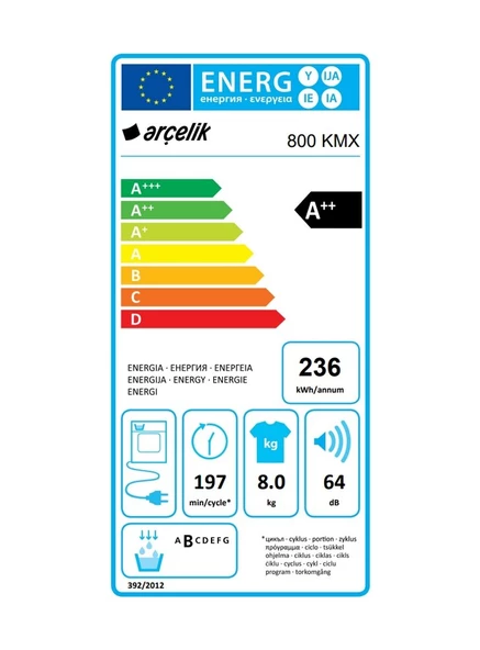 Arçelik 800 KMX 8 KG A++ Isı Pompalı Kurutma Makinesi - 8