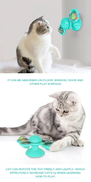 TİNEKE  Kedi Fırıldak Oyuncak Eğlenceli Masaj Dönebilen Kedi Oyuncak Vantuzlu Catnipli  Ve Led Işıklı - 7